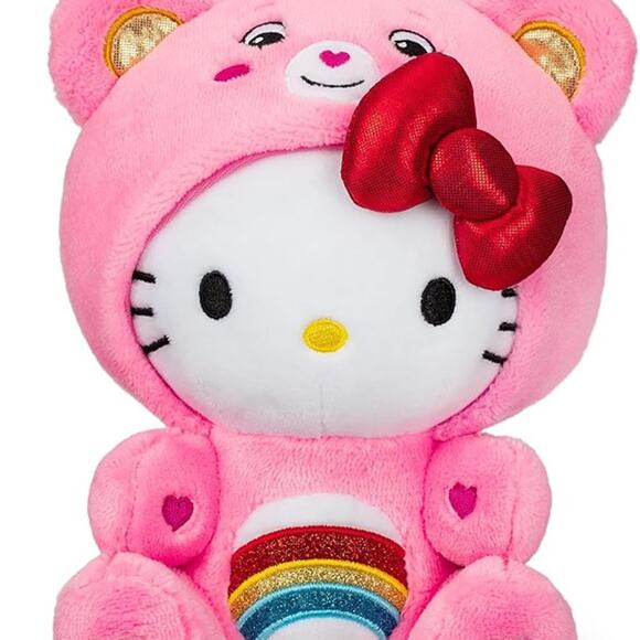 Care Bears Hello Kitty Dressed As Cheer Bear 8" Fun-Size Plush - Soft, Huggable - Picture 1 of 6